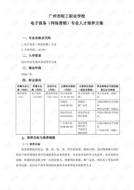 电子商务专业大学计划